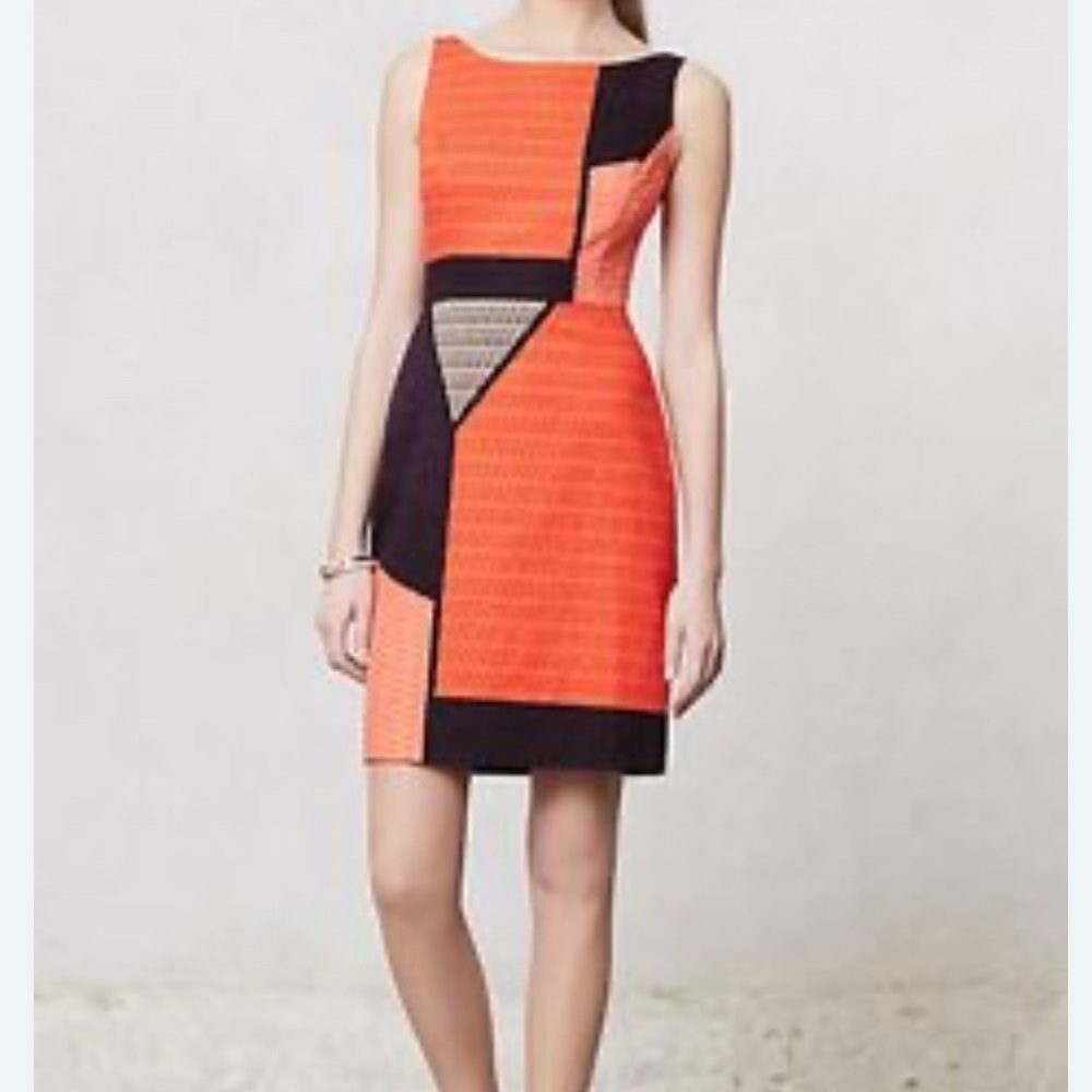 CCO SALE! Anthropologie Tabitha color block mini  dress red black sz 2